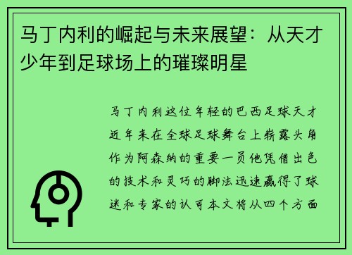 马丁内利的崛起与未来展望：从天才少年到足球场上的璀璨明星